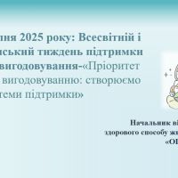 01-07 серпня 2025 року: Всесвітній і Всеукраїнський тиждень підтримки грудного вигодовування